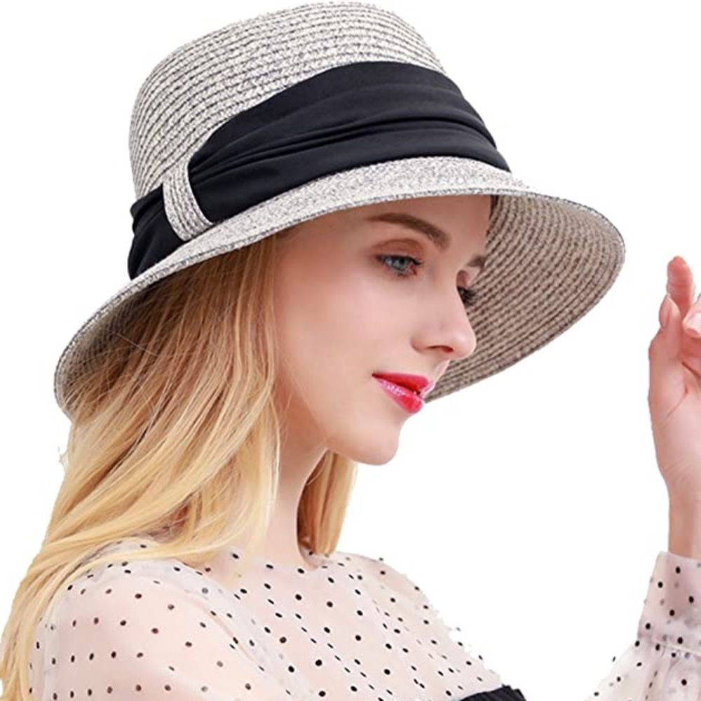 Melniko City Women's Straw Travel Bell Shaped Cloche Sun Beach Hat